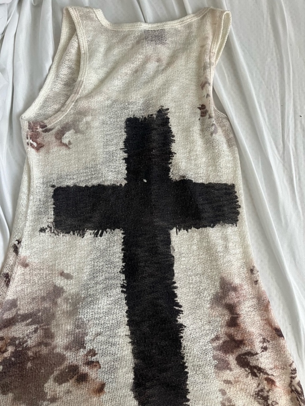 Vocal Cream Tank Dress with Black Sequin Cross - Picture 3 of 3
